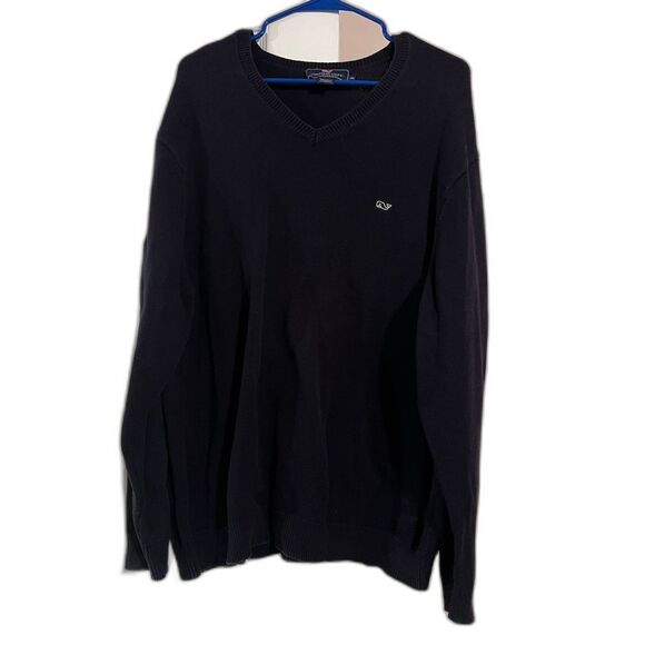 Vineyard Vines Cotton V-Neck Sweater Navy - Picture 1 of 3